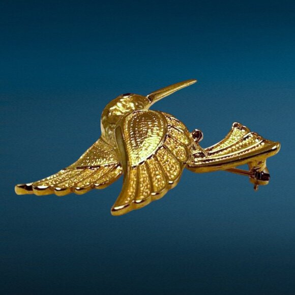 Vintage Avon HP 2/1 GOLDEN HUMMINGBIRD Pin Brooch - Picture 3 of 4